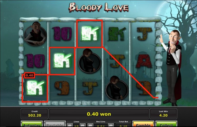 Линии игрового автомата Bloody Love от Novomatic Gaminator