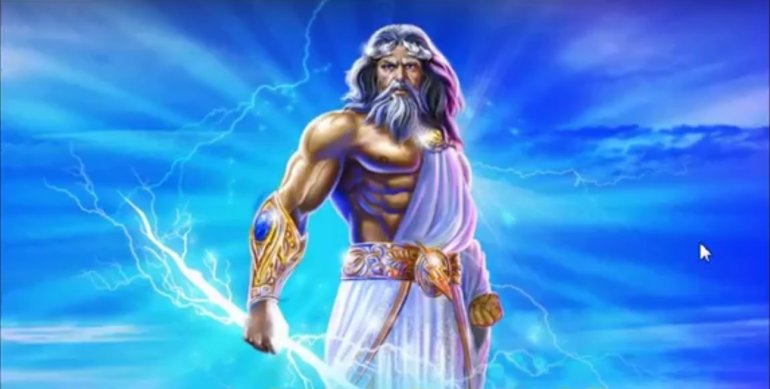 Древнегреческий бог Зевс на фоне сияющего неба