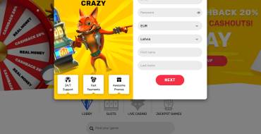 Crazy Fox Casino: Регистрация