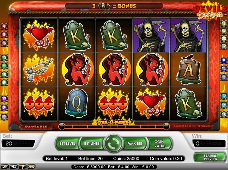 Скриншот линий игрового автомата Devils Delight