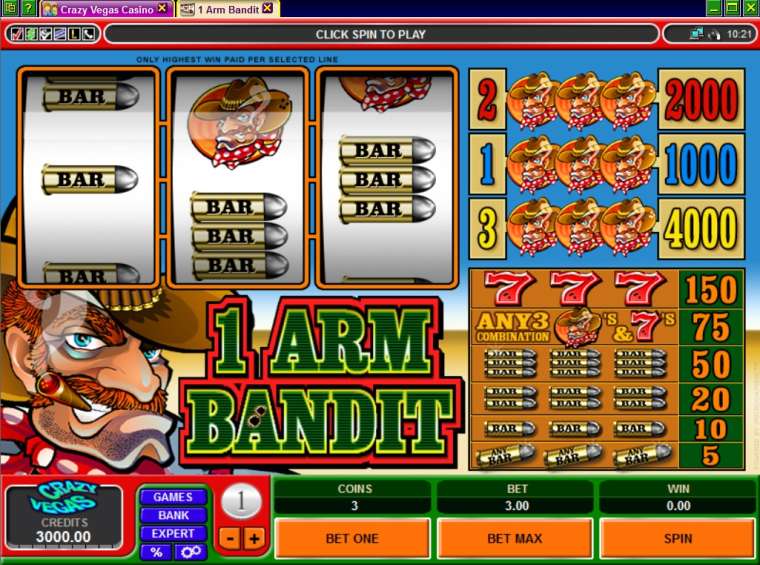 Видео покер 1 Arm Bandit демо-игра