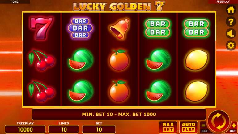 Внешний вид слота в Счастливая Золотая Семерка Дизайн в Lucky Golden 7