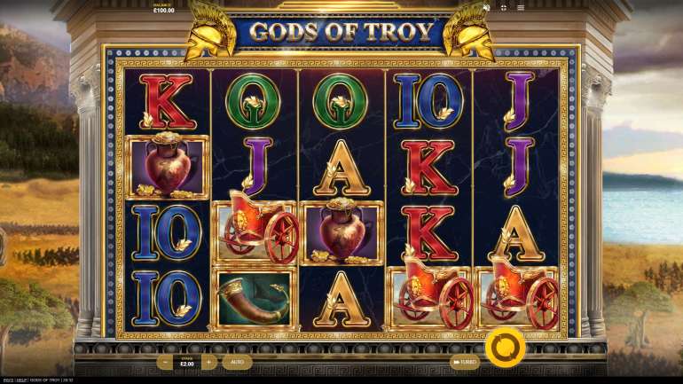 Внешний вид слота в Боги Трои Дизайн в Gods of Troy