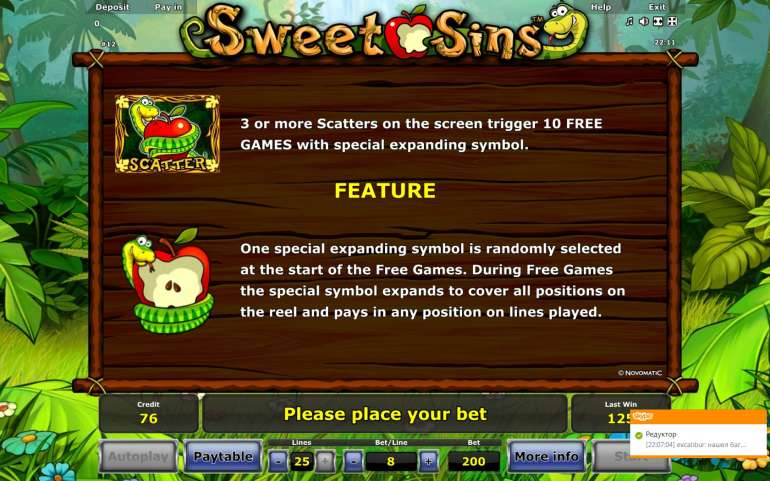Бонусы в Sweet Sins