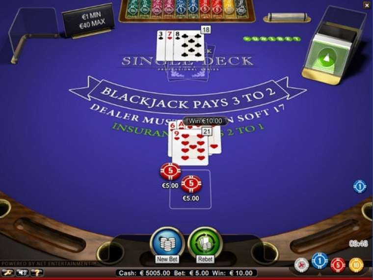 Видео покер Blackjack Single Deck демо-игра