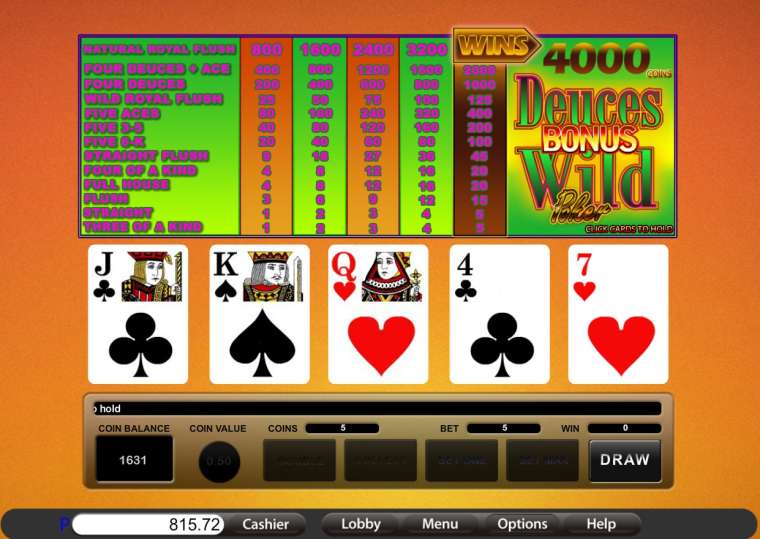 Видео покер Bonus Deuces Wild Poker демо-игра