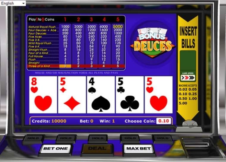 Видео покер Bonus Deuces демо-игра