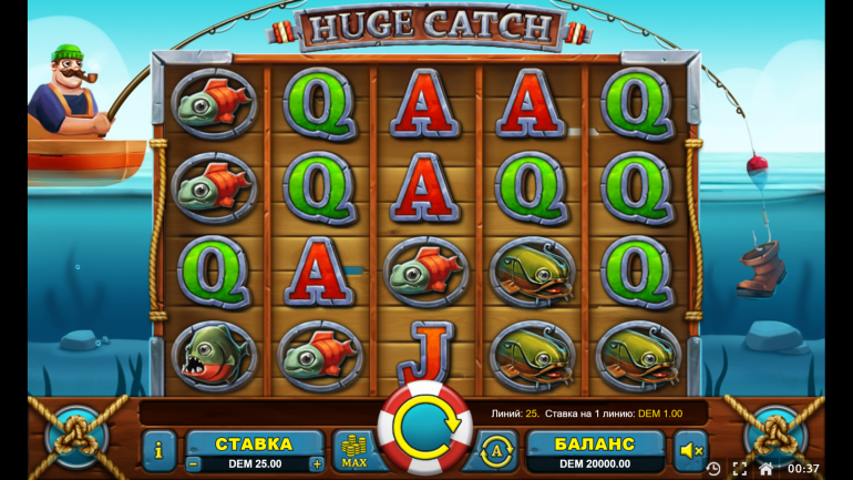 Дизайн слота в Большой Улов Тема в Huge Catch