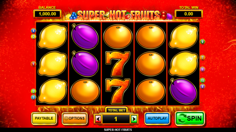 Слот посвящен классической тематике в Супер Горячие Фрукты Тема в Super Hot Fruits