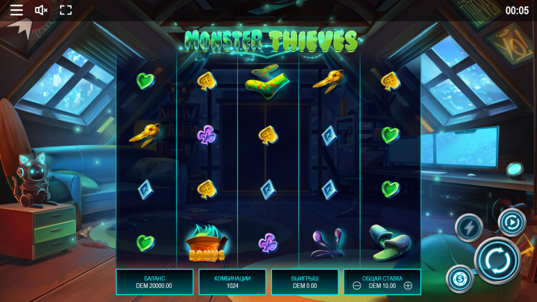 Дизайн слота в Монстры Воры Тема в Monster Thieves