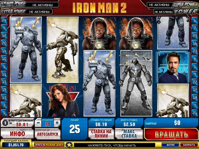 Видео покер Iron Man 2 демо-игра