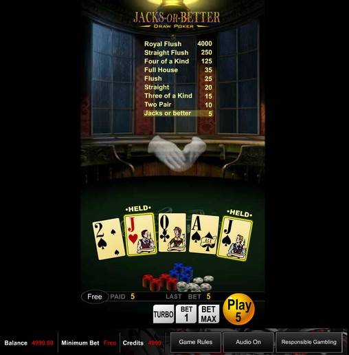 Видео-пекер Jacks or Better Draw Poker