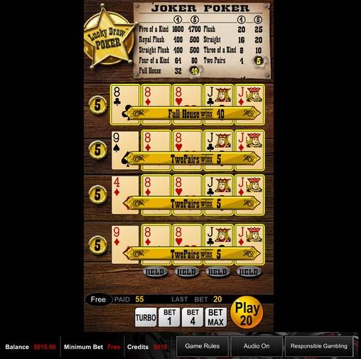 Видео-пекер Lucky Draw Joker Poker