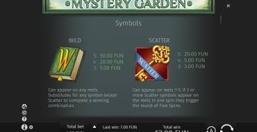 Mystery Garden: Таблица выплат