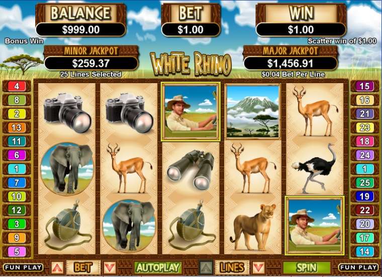 Видео покер White Rhino демо-игра